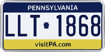 PA license plate LLT1868