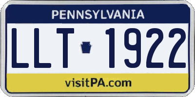 PA license plate LLT1922