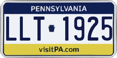 PA license plate LLT1925
