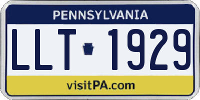 PA license plate LLT1929