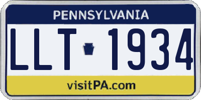 PA license plate LLT1934