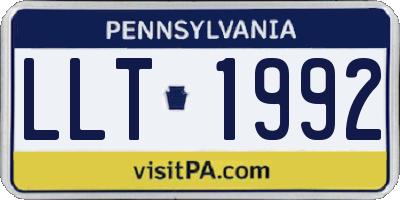 PA license plate LLT1992