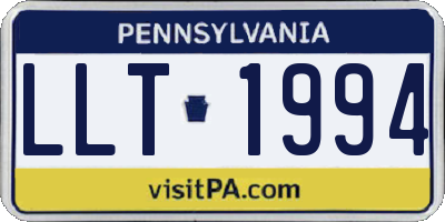 PA license plate LLT1994