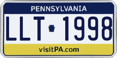 PA license plate LLT1998