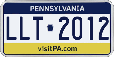 PA license plate LLT2012