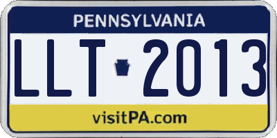 PA license plate LLT2013