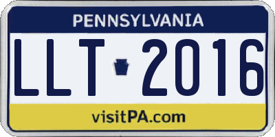 PA license plate LLT2016