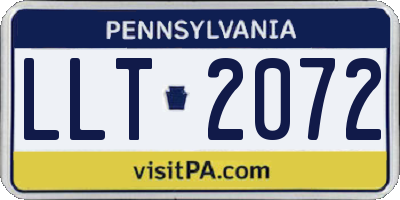 PA license plate LLT2072