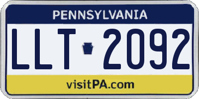 PA license plate LLT2092