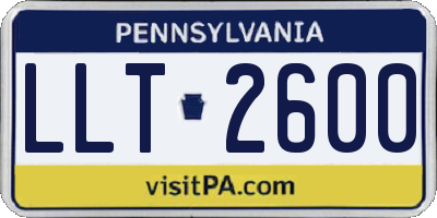 PA license plate LLT2600