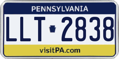PA license plate LLT2838