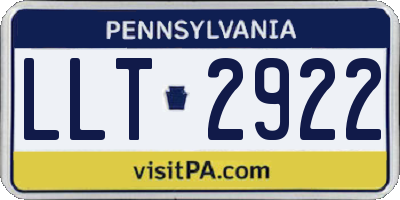 PA license plate LLT2922
