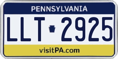 PA license plate LLT2925
