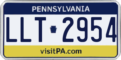 PA license plate LLT2954