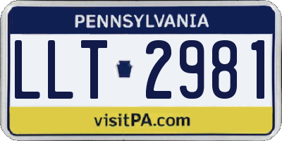 PA license plate LLT2981