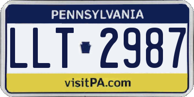 PA license plate LLT2987