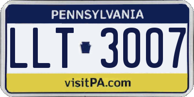 PA license plate LLT3007