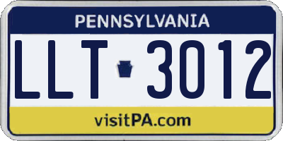 PA license plate LLT3012