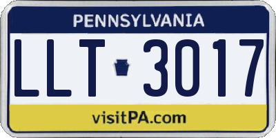 PA license plate LLT3017