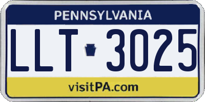 PA license plate LLT3025