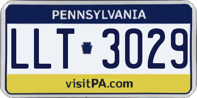 PA license plate LLT3029