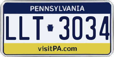 PA license plate LLT3034