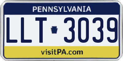 PA license plate LLT3039