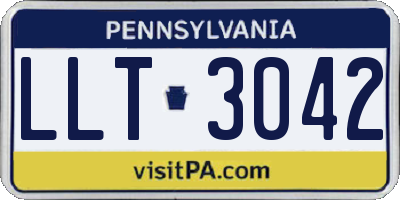 PA license plate LLT3042