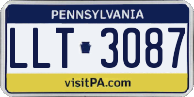 PA license plate LLT3087
