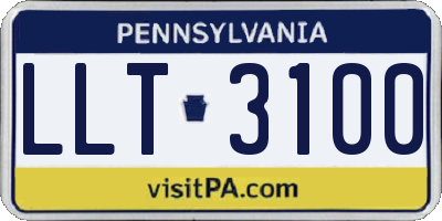 PA license plate LLT3100