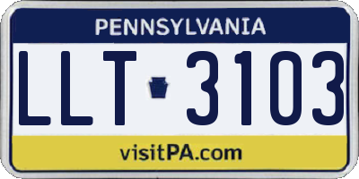 PA license plate LLT3103