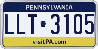 PA license plate LLT3105