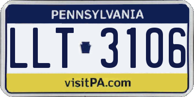 PA license plate LLT3106