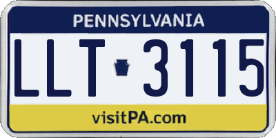 PA license plate LLT3115