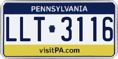 PA license plate LLT3116