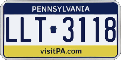 PA license plate LLT3118