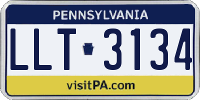 PA license plate LLT3134