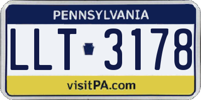 PA license plate LLT3178