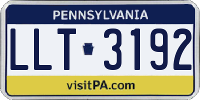 PA license plate LLT3192