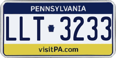 PA license plate LLT3233
