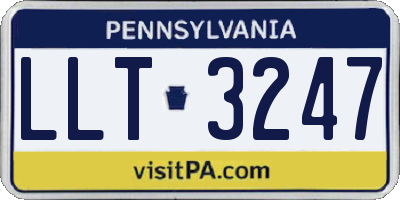 PA license plate LLT3247