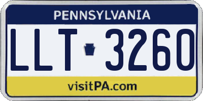 PA license plate LLT3260