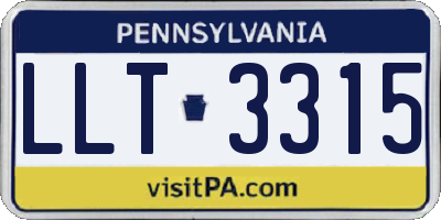 PA license plate LLT3315