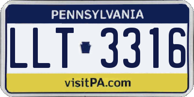 PA license plate LLT3316