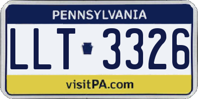 PA license plate LLT3326