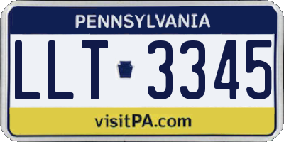 PA license plate LLT3345