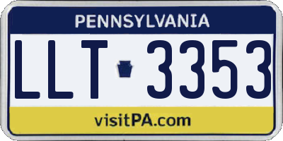 PA license plate LLT3353
