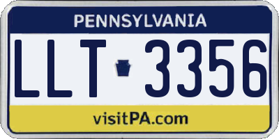 PA license plate LLT3356