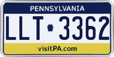 PA license plate LLT3362