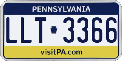 PA license plate LLT3366